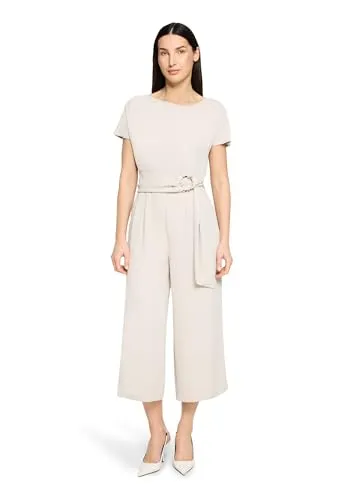 Betty Barclay Damen Jumpsuit mit Eingrifftaschen 42, Grau Beige - Eleganter Damen Jumpsuit mit praktischen Eingrifftaschen, ideal für vielseitige Anlässe. Figurumspielender Schnitt und femininer U-Boot-Ausschnitt sorgen für einen stilvollen Auftritt.