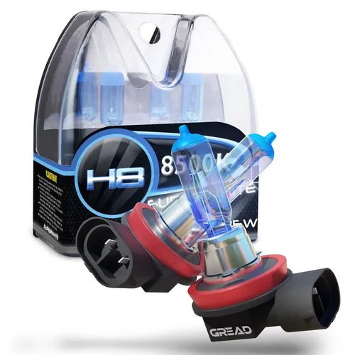 H8 BOX HALOGEN LAMPEN IN XENON OPTIK VON GREAD LIGHTS SUPER WHITE 8500K 35W
