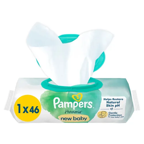 Pampers Feuchte Tücher Harmonie New Baby Aloe 1x Babyfeuchttücher, 46 Stück