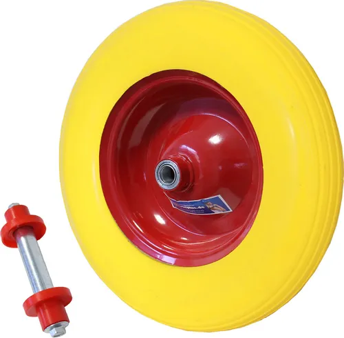 TRUTZHOLM Schubkarrenrad Vollgummi 400mm - Pannensicher und langlebig - Luftbereifung: Pannensicheres PU-Schaum-Rad mit 200 kg Traglast, unempfindlich gegenüber spitzen Gegenständen und ideal für alle Schubkarren.