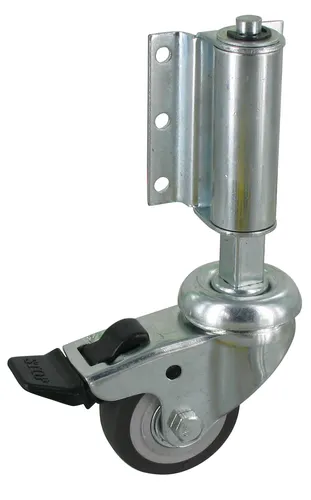 Leiterrolle Leiterlenkrolle + Bremse Rad 50 mm seitlicher Platte Federweg 18 mm