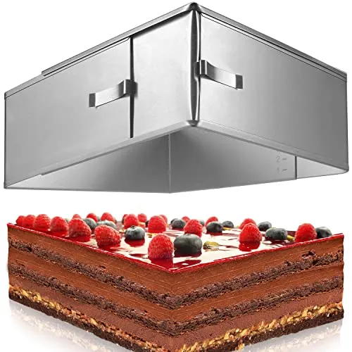 4smile Backrahmen rechteckig verstellbar – Edelstahl Backform für perfekte Schichttorten - Kuchenringe & Kuchenrahmen: 8cm hoch, verstellbar und aus rostfreiem Edelstahl – ideal für perfekte Blechkuchen und Sahneschnitten. Made in Germany für höchste Qualität und beste Backergebnisse.