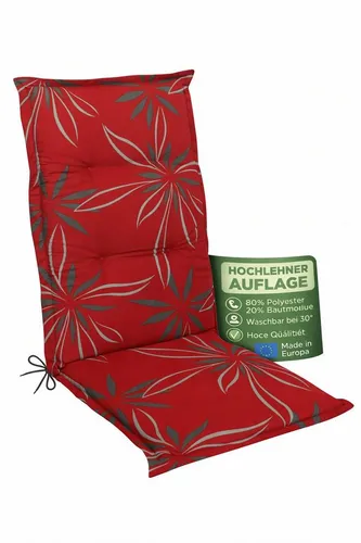 Waidmeister Hochlehner Auflage Naxos 118x49 cm – Blume Rot in rot von Waidmeister
