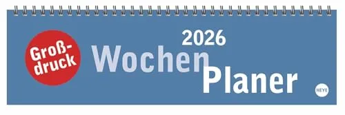Großdruck Wochenquerplaner 2026 - Hochwertiger Tischquerkalender mit extra großer Schrift für optimale Lesbarkeit. Ideal für das Büro oder den Schreibtisch, um Termine übersichtlich zu planen.