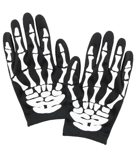 Widmann S.r.l. Kostüm Skelett Handschuhe für Erwachsene, Schwarz Weiß -