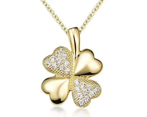 Materia Kettenanhänger Kleeblatt Glücksbringer Zirkonia KA-309-Gold, aus 925 Sterling Silber, vergoldet