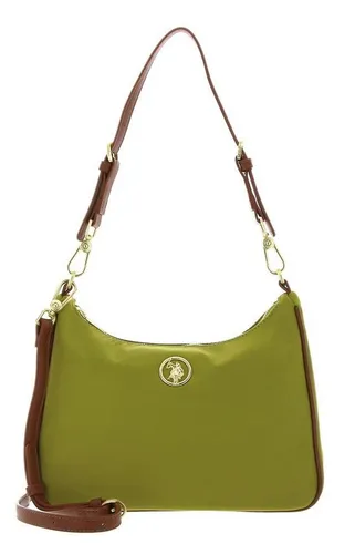 U.S. POLO ASSN. Houston Hobo Bag S in Green/Tan - Damen-Schultertaschen mit elegantem Design aus edlem Material, ideal für stilvolle Outfits. Maße: 30 x 20 x 9 cm – ein modisches Zuhause für Ihre Gegenstände.