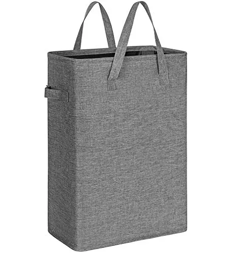 Chrislley Dünner Wäschekorb, schlank, mit Griff, tragbarer Schmutzwäschekorb, Organizer für langlebige Wäsche, schmale Ecke, Badezimmer, grau gesprenkelt