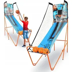 SereneLife Arcade Basketball Spiel, Klappbarer Einzel/Doppel-Basketballkorb, Elektronische Punkteanzeige, Robuste Konstruktion, Indoor/Outdoor - Sport