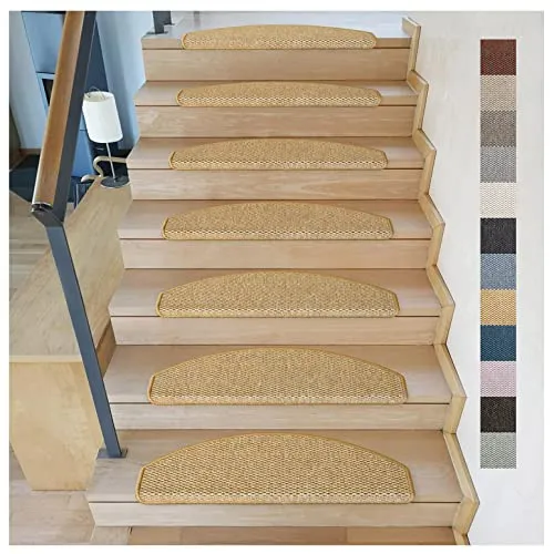 Kettelservice-Metzker Stufenmatten Göteborg Halbrund - Rutschfeste Treppenschutzmatten - Stufenmatten in Halbrund-Form, ideal für sichere Treppen. Hochwertige Sisal-Optik, weich und schadstoffgeprüft. Perfekt für Familien und Haustiere.