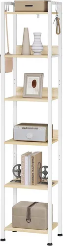 Woltu Standregal, mit 6 Ebenen, 4 Haken, Küchenregal Lagerregal