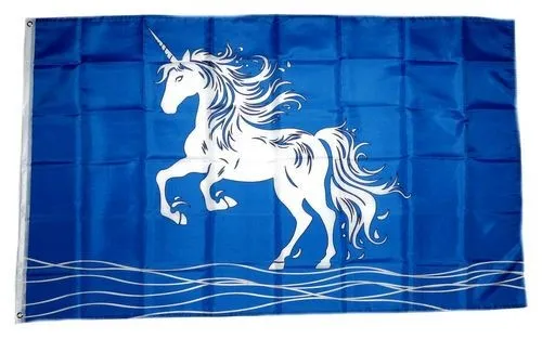 Flagge / Fahne Einhorn blau Hissflagge 90 x 150 cm