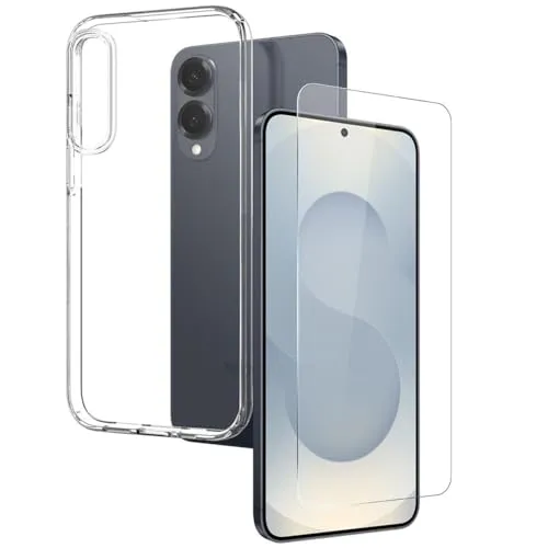 Für Samsung Galaxy S25 Edge 5G Silikon TPU Hülle Transparent + 9H Schutzglas