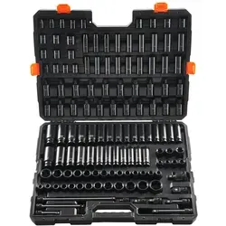 130-teiliges Steckschlüsselsatz Set 3/8 & 1/2 Zoll - Werkzeug-Set aus hochwertigem CR-MO-legiertem Stahl, ideal für Profis und Heimwerker, mit umfangreicher Auswahl für vielfältige Anwendungen.