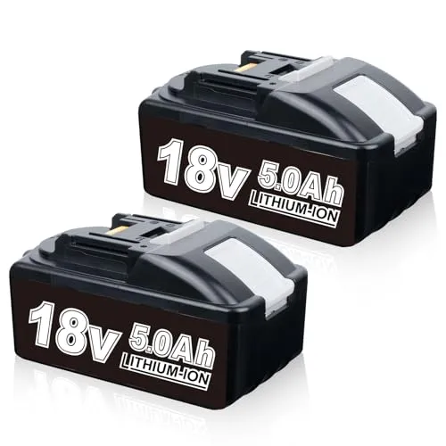 BL1850B 5,0Ah 2-Pack Ersatzakku für Makita akku 18V BL1860B Li-Ion Werkzeugakku Kompatibel mit BL1860B BL1850B BL1840B BL1830B BL1845, mit LED-Anzeige für Heimwerker und Werkstatt