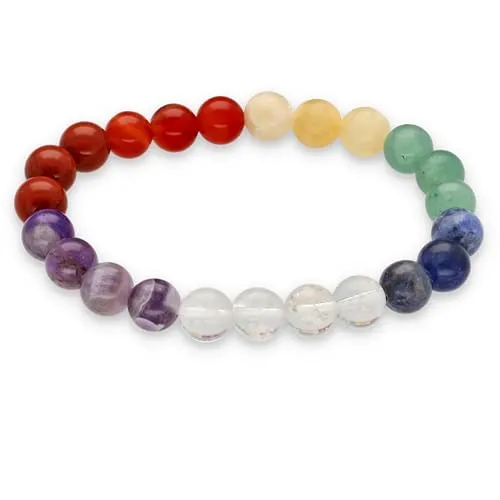 Lebensquelle Plus Kugelarmband | Perlen Armband 8 mm | Hochwertiges Edelsteinarmband | Natur Stein Edelsteinarmband dehnbar (Chakra)