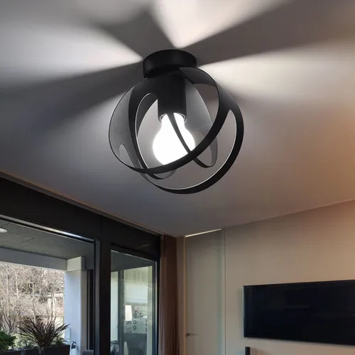 Moderne Kugel Deckenlampe schwarz - 1 Flammig, Metall - Lampen für Esszimmer, stilvolle Deckenleuchte in edlem Schwarz, passend für moderne und klassische Einrichtungsstile, E27 Fassung für individuelle Lichtgestaltung.