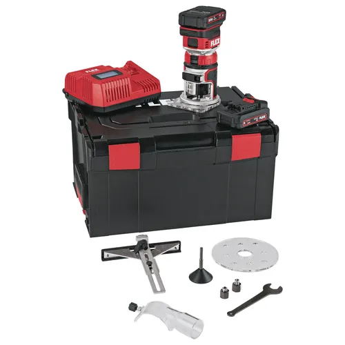 Flex Akku Kanten- und Oberfräse 18 V - CER 18.0-EC/2.5 Set - Schleifmaschinen, leistungsstarke 18 V Oberfräse mit 2x 2,5 Ah Akkus für kabellosen Einsatz und präzise Ergebnisse.