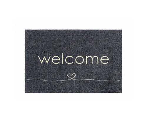 Matte Ambiance welcome heart anthra - Tür- & Bodenmatten: Stilvolle Fußmatte mit herzlichem Willkommen-Design, ideal für den Eingangsbereich und schmutzabweisend.