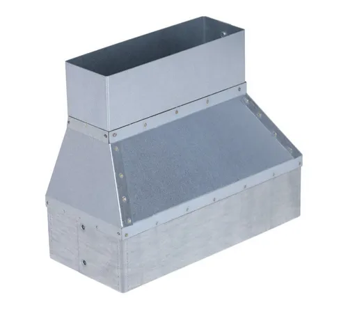 Subtiel Lüftungsschacht Flachkanal Adapter 20x9x15 cm - Praktischer Adapter für Open Air Wall Frischluftanschluss. Er ermöglicht die einfache Anpassung an verschiedene Kanalgrößen und ist hitzebeständig bis 250 °C. Ideal für Lüftungs- und Warmluftinstallationen.