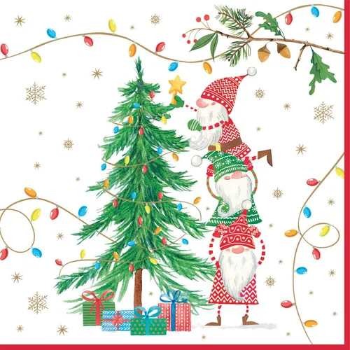 20er Pack Servietten READY FOR CHRISTMAS WICHTEL 33x33cm Papier Easy Life