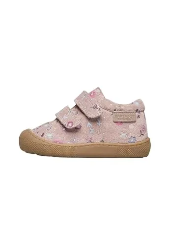 Naturino Barfußschuhe aus Veloursleder mit Blumenprint, Rosa - Größe 30 - Sneaker mit Klettverschluss, ideal für gesunde Fußentwicklung und komfortables Tragen dank hochwertigem Veloursleder.