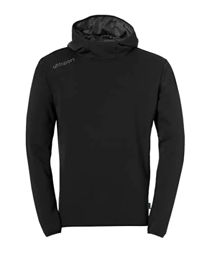 uhlsport Unisex Kinder Essential Kapuzenpullover - Schwarz, 116 EU - Kinder-Sweater mit Känguru-Tasche und elastischen Ripp-Ärmeln für optimalen Tragekomfort und hohe Qualität.
