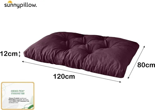 sunnypillow Palettenkissen für Gartenmöbel - Bequeme Sitzkissen 120 x 80 cm - Hochwertige Palettenkissen für Gartenmöbel, ideal für Innen- und Außenbereiche. Mit strapazierfähigem Bezug und bequemer Polyurethan-Füllung bieten sie optimalen Sitzkomfort und eine stilvolle Optik.