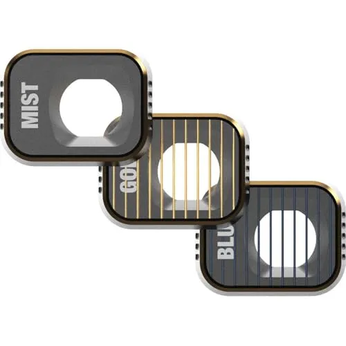 PolarPro DJI Mini 3 Pro Filterset - 3er Pack Mist, GoldM, BlueM - Kamera-Filter für DJI Mini 3 Pro, ultraleichtes Aluminium-Design, ideal für horizontale und vertikale Aufnahmen, mit perfekten Farbneutralitätseigenschaften.