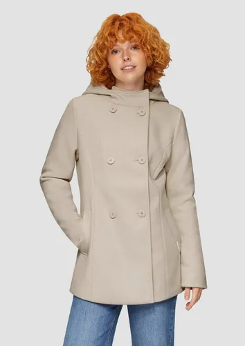 s.Oliver Damen 2158753 Wollmischungs-Mantel - Eleganter Rundhalsausschnitt, gemütlicher Regular Fit in Weiß, perfekt für stilvolle Outfits