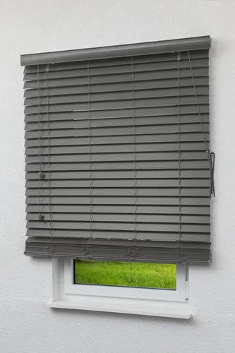 LYSEL® Jalousie Holzoptik 50mm - schiefergrau - Jalousien in Holzoptik, 50mm Lamellen, abdunkelnd, ideal für stilvolle Fensterdekoration und optimalen Sichtschutz, Maße: 75x175cm.