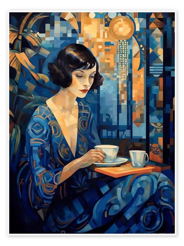 Posterlounge Wandbild Art Deco Café, Frank Daske, erhältlich als Poster, Leinwandbild, Wandsticker oder Acrylglasbild