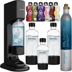SpinelSoda BubbleON Wassersprudler + SpinelSoda Black 3 Flaschen, 500ml/1L + Bolero - Schwarz