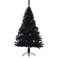 vidaXL Künstlicher Halb-Weihnachtsbaum Schwarz 150 cm - Gestalte mit diesem halbrunden Weihnachtsbaum aus PVC eine festliche Atmosphäre. Mit robustem Stahlständer und 340 Zweigen bietet er Stabilität und ein schönes, buschiges Erscheinungsbild für deine Weihnachtsdekoration.