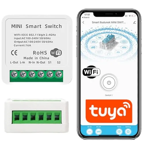 Sone Smart One WLAN Schalter Unterputz – Smart Life WiFi Lichtschalter 3680W 16A, Alexa & Google kompatibel, Tuya Smart Switch Modul mit App-Steuerung, Szenen, Timer, Speicherfunktion
