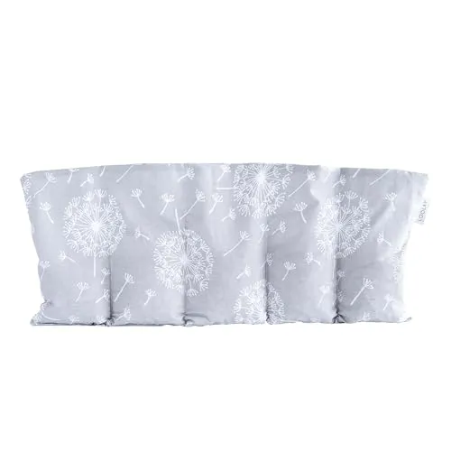 LOOLAY Kirschkernkissen Mikrowelle 50x20 cm – Wärmekissen Bio Baumwolle – Kirschkern Kissen mit 5 Kammern – Ideal bei Muskelverspannungen und Menstruationsbeschwerden (pustelblume grau)
