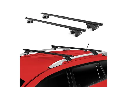 OMAC Universal Dachträger aus Aluminium 120 cm - Wasserbeständig & Abnehmbar - Hochwertiger OMAC Dachträger in elegantem Design. Robuste, leichtgewichtige Konstruktion für einfache Montage und Vielseitigkeit. Ideal für Fahrrad- und Skiträger, TÜV-zertifiziert für höchste Qualität.