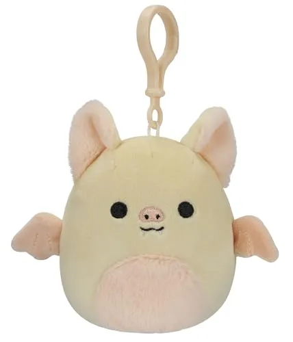 Squishmallows 3,5 Zoll Clip-on Plüsch Meghan Flughund Weiß Pfirsich, SQCP00212