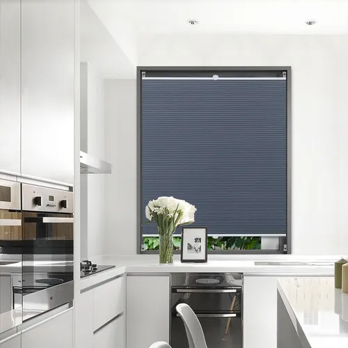 WOLTU Wabenplissee ohne Bohren 70x130cm Blau-Weiß - Plissees für Fenster & Türen, bietet Sicht-, Licht- und Schallschutz mit innovativer Wabenstruktur, einfaches Anbringen ohne Bohren dank Klemmfix-System.