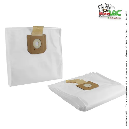 MisterVac Staubsaugerbeutel 10 Stück für Würth Hws 15 l Prof. - Sonstiges Staubsaugerzubehör, ideal für Trockensaugen von Staub der Klassen L und M, besonders geeignet für Zementschleier und Baustaub.