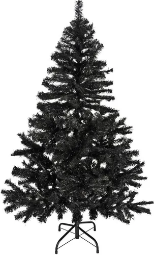 Künstlicher Weihnachtsbaum 150cm schwarz mit Metallständer - Schicker, undekorierter Weihnachtsbaum aus Kunststoff, ideal für individuelle Dekoration und festliche Anlässe, Höhe: ca. 150 cm.