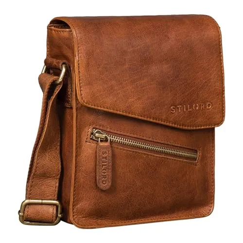 STILORD Umhängetasche aus Leder braun - 8 Zoll Schultertasche für Herren, robustes Vintage-Design mit viel Platz für DIN A5 Dokumente