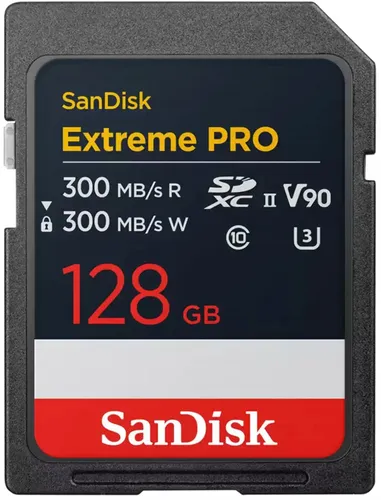 Extreme PRO SD 128GB - 300MB/s - SDXC Speicherkarten mit 128 GB Kapazität und ultraschnellen Übertragungsgeschwindigkeiten von bis zu 300MB/s, ideal für professionelle Foto- und Videoaufnahmen.