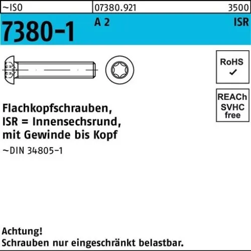 200er PACK(Stk)  007380920040080016 Flachkopfschraube ISO 7380-1 m.Innensechsrun