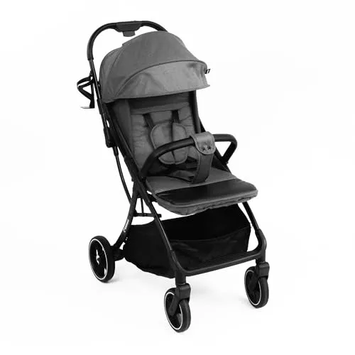 Kidnort Fjällräv Buggy leicht faltbar ab Geburt bis 22 kg mit Liegefunktion, 5-Punkt-Gurt, verstellbarer Rückenlehne und Fußstütze, Belüftungsfenster, Zubehörset Grau