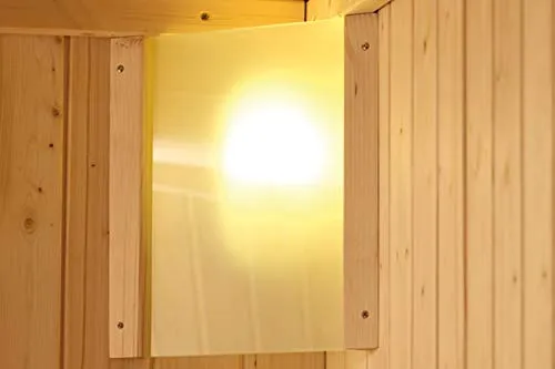 Karibu Saunaleuchte Premium - Saunazubehör mit sandgestrahltem ES Glas, ideal für Starkstromanschlüsse und sorgt für eine angenehme Lichtatmosphäre in Ihrer Sauna.