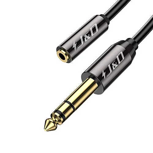 J&D 3,5 mm zu 6,35 mm Kabel, Gold-Plated [Kupfer Shell] [Heavy Duty] 3,5mm (1/8 Zoll) TRS Weiblich auf 6,35mm (1/4 Zoll) TRS Männlich Stereo-Audiokabel Adapter Kompatibel für iPhone, Verstärker, 0.9m