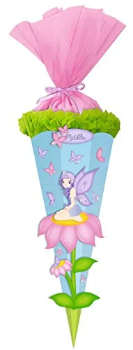 Ursus 9870003 - Schultüte Bastelset Easy Line Elfe, sechseckig, Höhe ca. 68 cm, Duchmesser ca. 20 cm, diverse Stanzteile, teilweise beglittert, inklusive Bastelanleitung, ideal für die Einschuluung