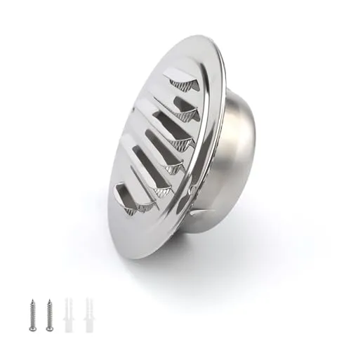 0XBIT Lüftungsgitter Edelstahl, Lüftungsgitter Rund 100 mm, Rundes Lüftungsgitter mit Insektenschutznetz, Belüftet und Atmungsaktiv, Wandgitter, für Garage und Lagerraum