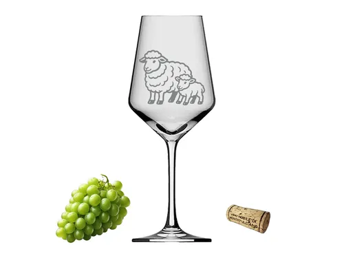 eXODA Weinglas Schäfchen mit Baby - tolles Design 300ml spülmaschinenfest